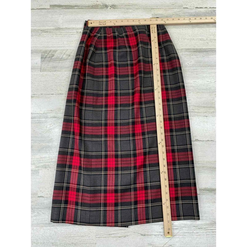 Casual Corner Annex Maxi Wrap Skirt Womens 6 Petite Red Plaid Vintage Holiday - Picture 10 of 12